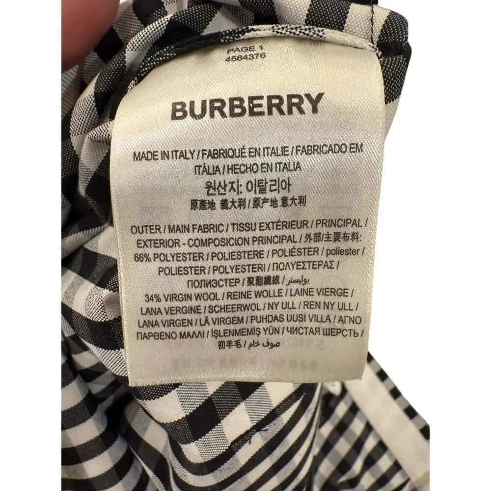 New Burberry Black and White Gingham Asymmetric Handkerchief Hem Skirt, size 4